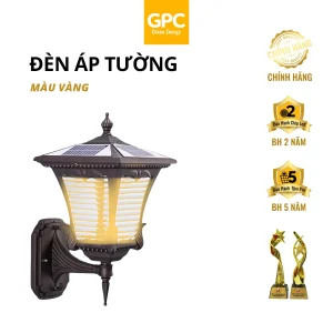 Đèn Sân Vườn Áp Tường Năng Lượng Mặt Trời, Ánh Sáng Vàng GPC Solar DGTCDS50GPC3M