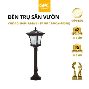 Đèn Trụ Sân Vườn Hải Đăng Năng Lượng Mặt Trời, Ánh Sáng Trắng, Vàng [80cm]GPC Solar HD80GPC