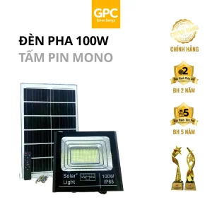 Đèn Pha Năng Lượng Mặt Trời, Ánh Sáng Trắng [100W] GPC Solar LP100GPC